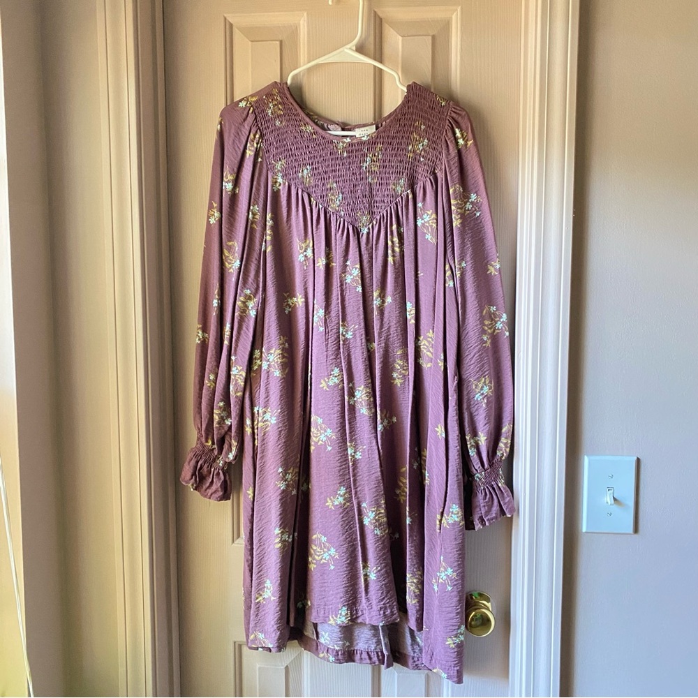 a new day Long Sleeve Tunic Floral Dress, sz XL